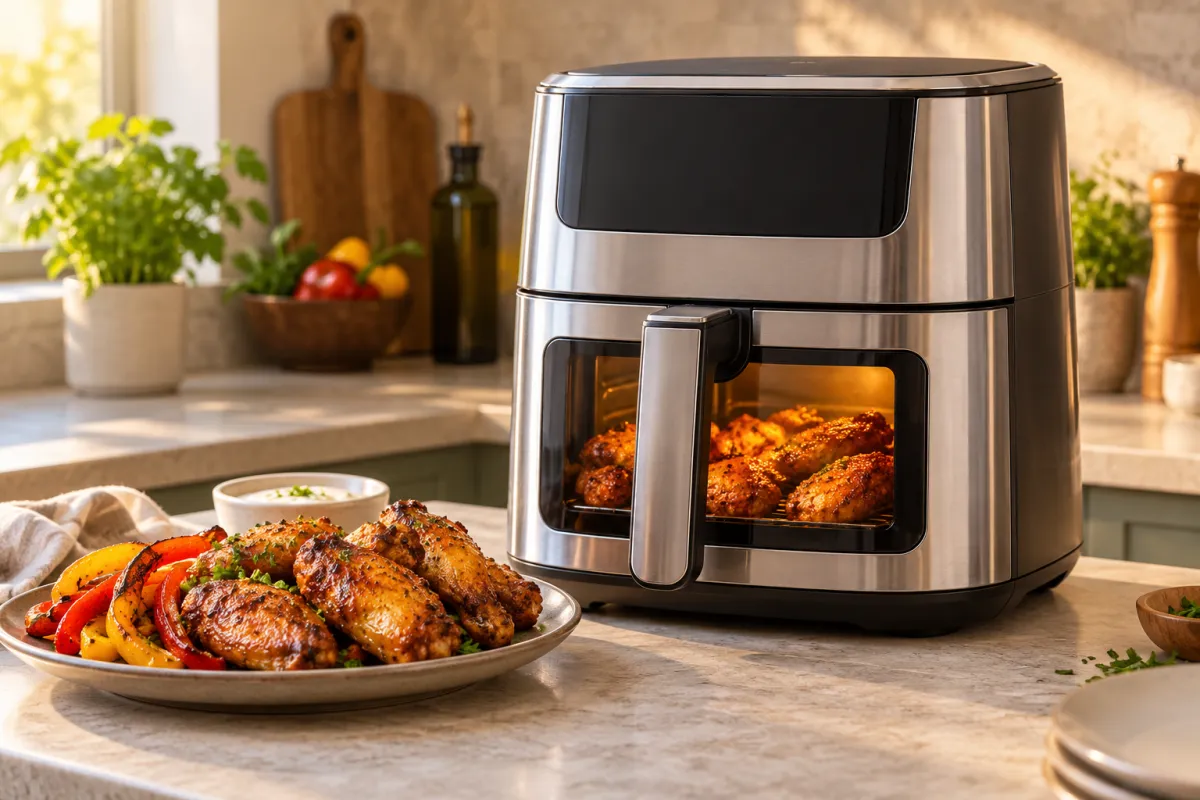 Illustrative air fryer with viewing window, not the linked model